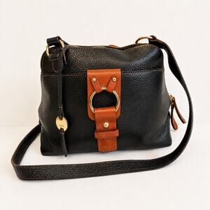 Lodis Leather Crossbody Under Lock & Key Black Brown Pebbled Gold Hardware Bag